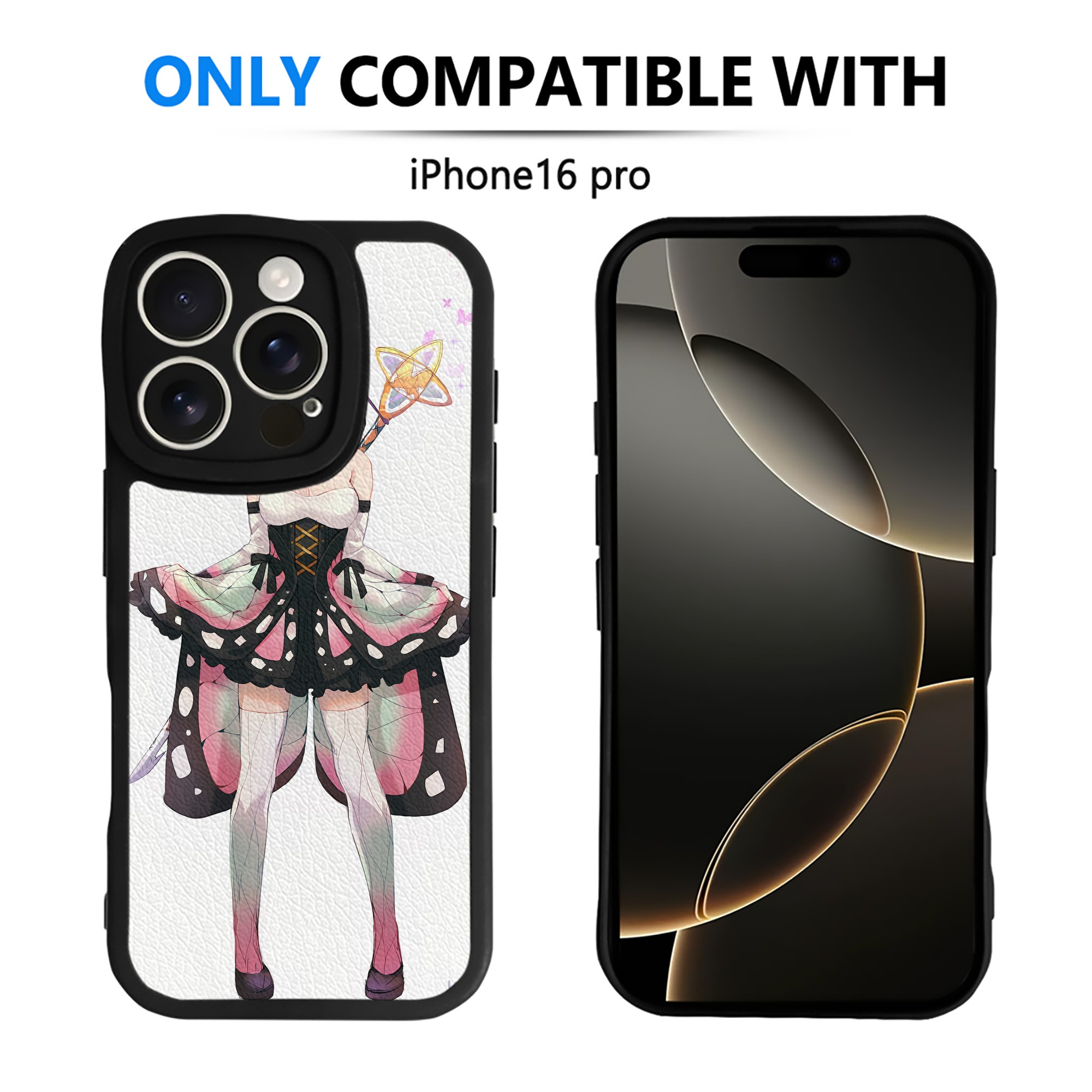 （画像用） 鬼滅の刃（きめつのやいば）蟲柱-胡蝶 しのぶ／こちょう しのぶ Kochou Shinobu 【iPhone 16シリーズ対応】シリコンスマホケース（レザー調） 材質：シリコン